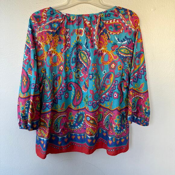 Talbots Multicolor abstract print babydoll blouse size XL - Picture 8 of 10